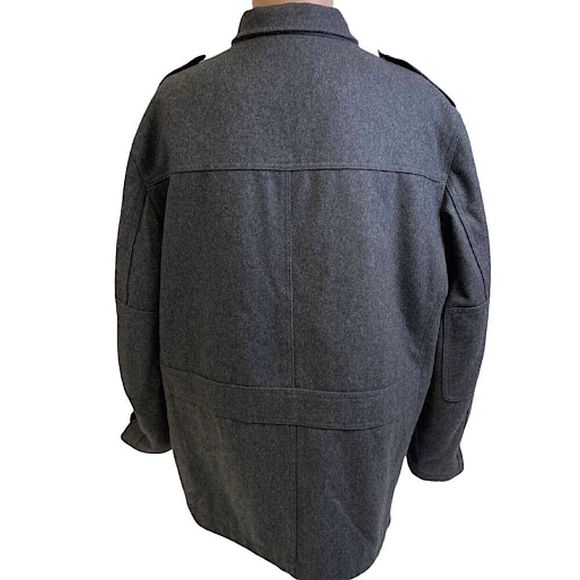 MICHAEL KORS Mens Charcoal Grey Wool Pea Coat Jacket Sz Large - Picture 2 of 6